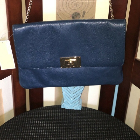 Michael Kors | Bags | Nwt Michael Kors Navy Oversized Clutch Leather ...